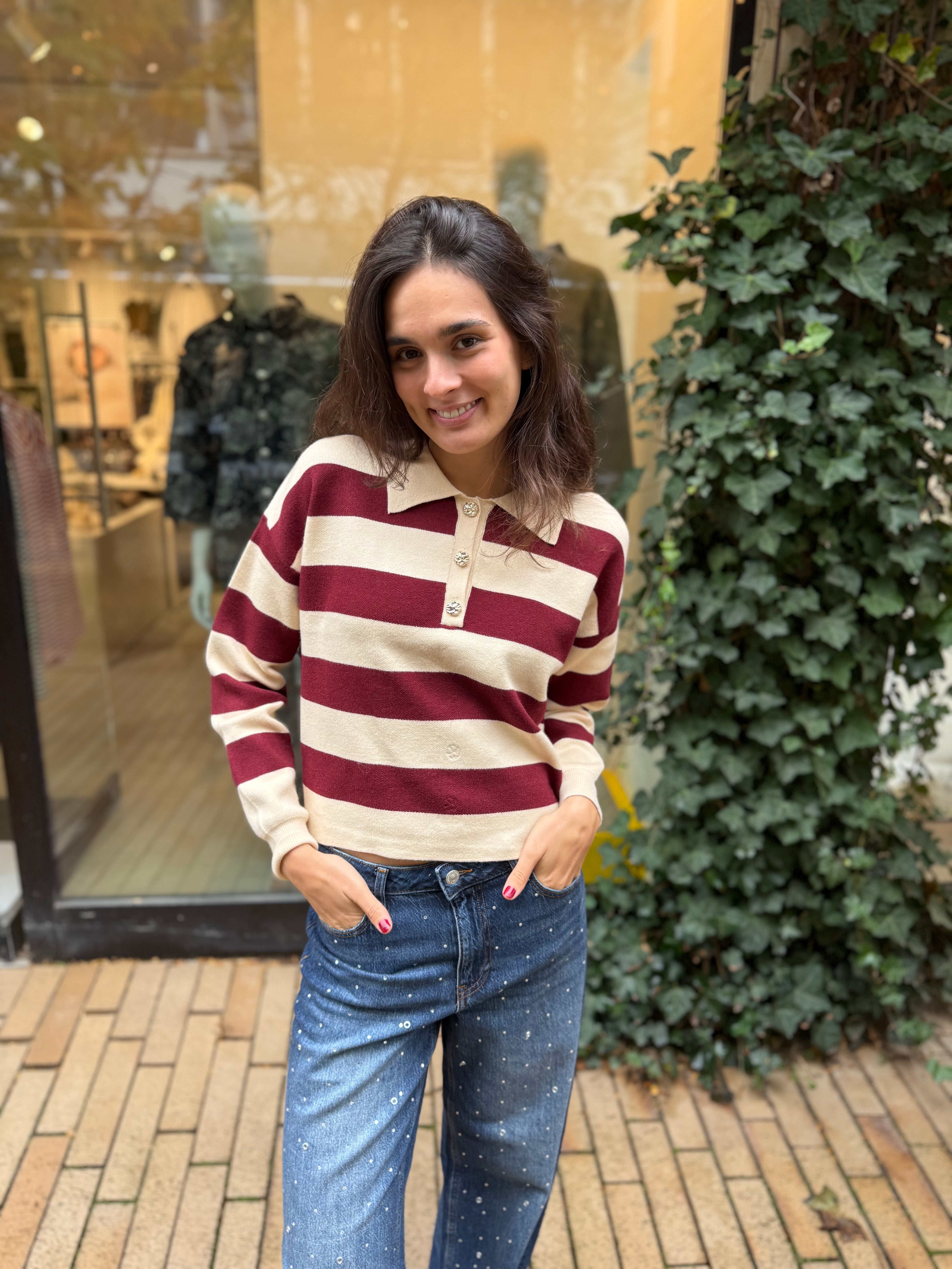 PCJASSY Knit Polo-Shirt - Winetasting